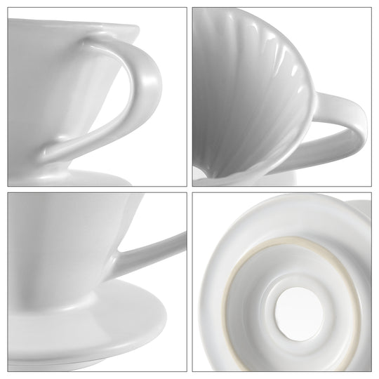 VEVOK CHEF NERA-S – White Ceramic V-Shaped Pour Over Coffee Dripper