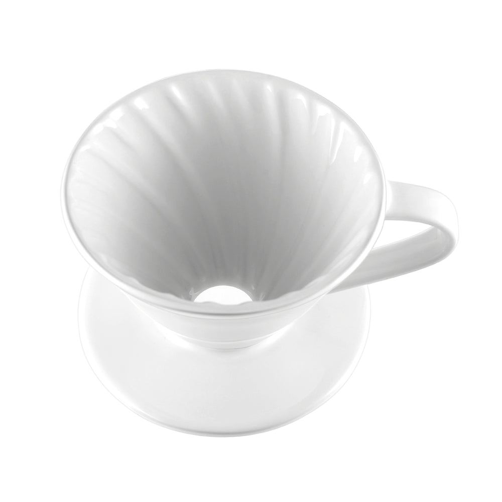 VEVOK CHEF NERA-S – White Ceramic V-Shaped Pour Over Coffee Dripper