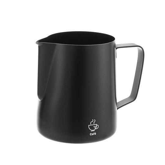 The VEVOK CHEF Milk Frothing Pitcher with a sleek, ergonomic handle and spout slightly facing the camera. Designed for comfortable use and easy pouring, perfect for daily milk frothing.