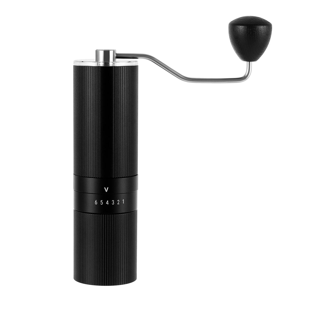 Front view of the VEVOK CHEF O6 Slim Manual Coffee Grinder on a white background, featuring a sleek and minimalistic design for precise coffee grinding.